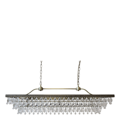 Multi-tier chandelier with cascading clear glass prisms in a classic Versailles-inspired design.
