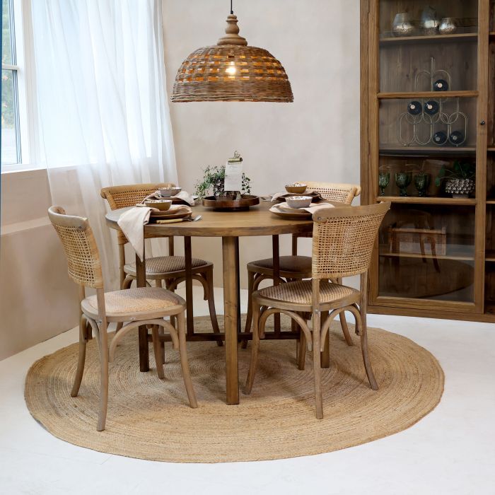 Compact folding dining table with a clean, modern design, ideal for small spaces and flexible dining arrangements.
