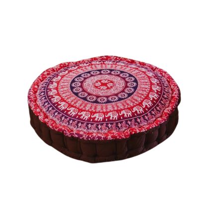 Fair Trade Elephant Print Yoga / Meditation Pouffe - Pink