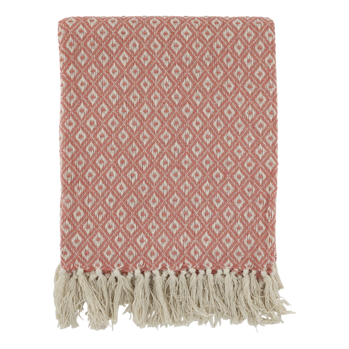 Chic Throw Raspberry 
Harlequin Raspberry / Cream Pattern.  Cream Tassles.