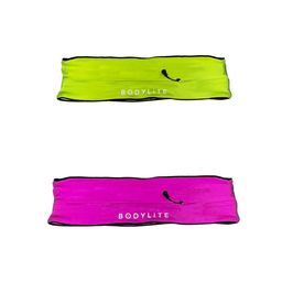 This is simply an exercise waist belt that just does the job, and is a great alternative to armbands or bulky pouches. Hugging your hips and no riding up or unsightly bulges! And yet there is room for your essentials too.
Shown here in pink and green versions.  