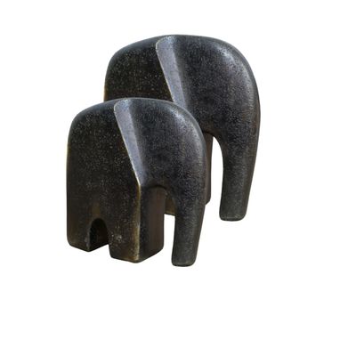 Two attractive elephant ornaments made from resin.
One large/ one small animals, separate from each other. Mother and baby
 sizes.
Height 19 cm and 14 cm 
