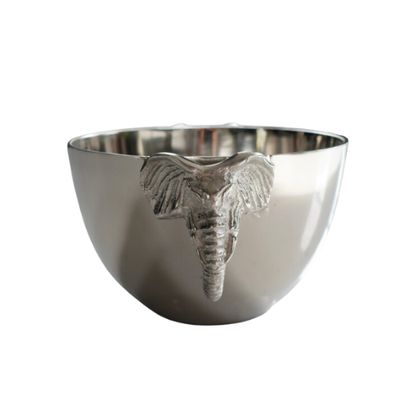 Oh, look at this!! A lovely aluminium bowl with an unusual elephant head/ trunk handle