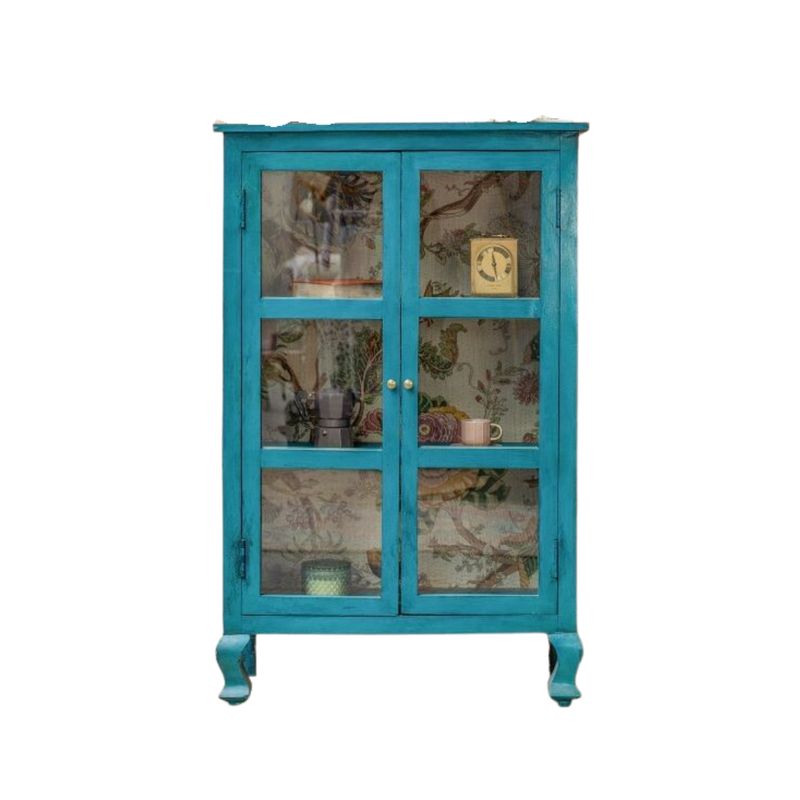 This is a lovely four feet high cabinet. finished in a seagreen turquoise paint.