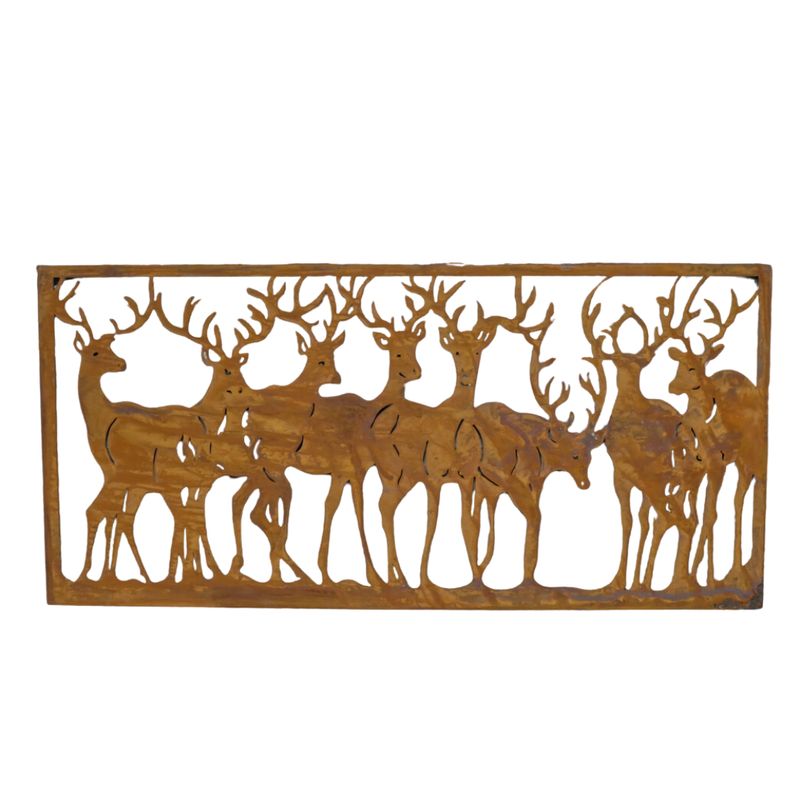 A lovely metal wall art depicting a herd of stags