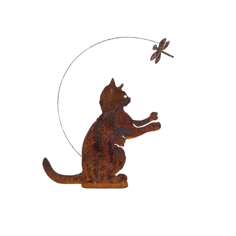 Cat & Dragonfly Garden Art
