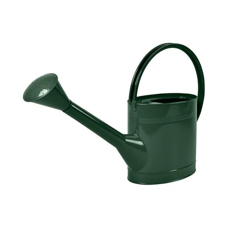 Dark Green Watering Can with oval handle and rose