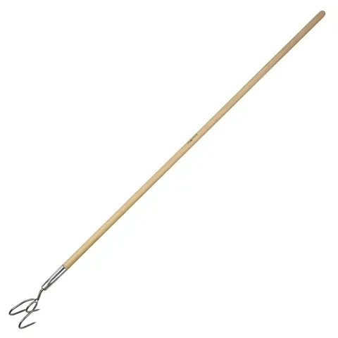 Long handled Wooden Clar Cultivator - three metal prongs/claws