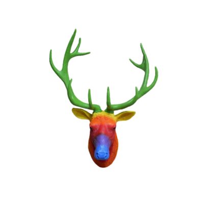 Mixing the old with the new, and what a great result!! A wall mounted stags head, but with a rainbow head. A wonderful focal point in the home or business premises.