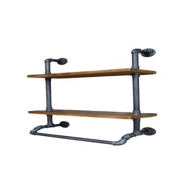 An unusual set of wall shelves looking like pipework!  