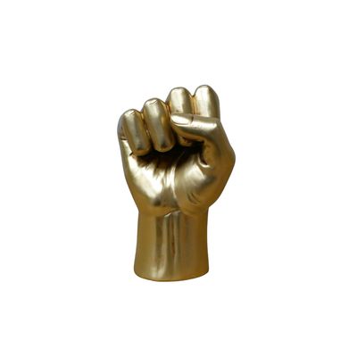 Golden fist statue.
Made from resin.
Front palm view
Small fist is 17 cm tall
Large fist is 22 cm tall