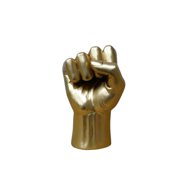 Golden fist statue.
Made from resin.
Front palm view
Small fist is 17 cm tall
Large fist is 22 cm tall