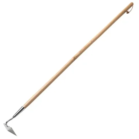 Wooden Long Handled Draw hoe.  (Retangular horzontal blade)