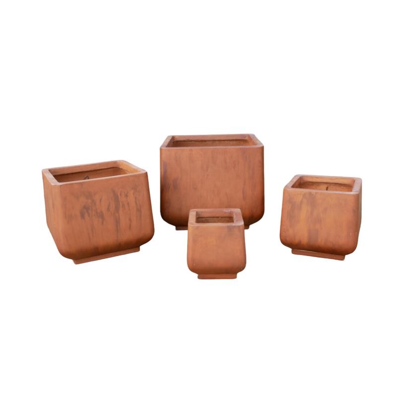 The Ribble Square Set of Four Garden Planters A set of four feldspar clay planters.
