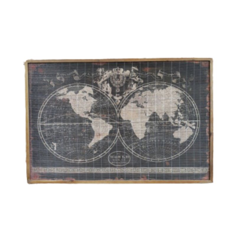 Wooden Framed World Map