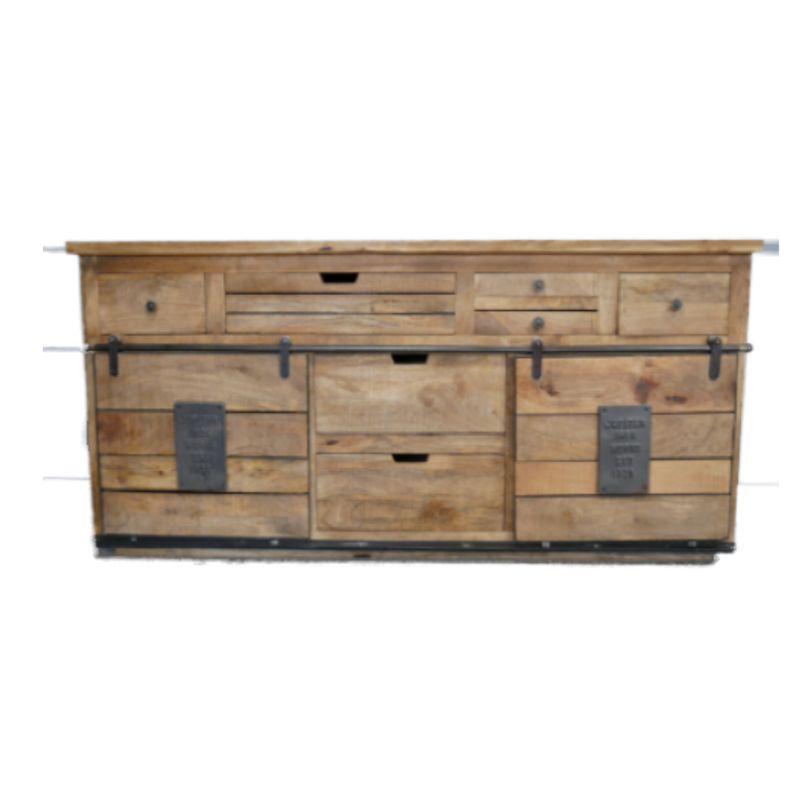 The Grampian Sideboard, has multiple drawers and cupboards within its industrial styling and is a sideboard of great proportions all round. It is a whisker under six feet in length