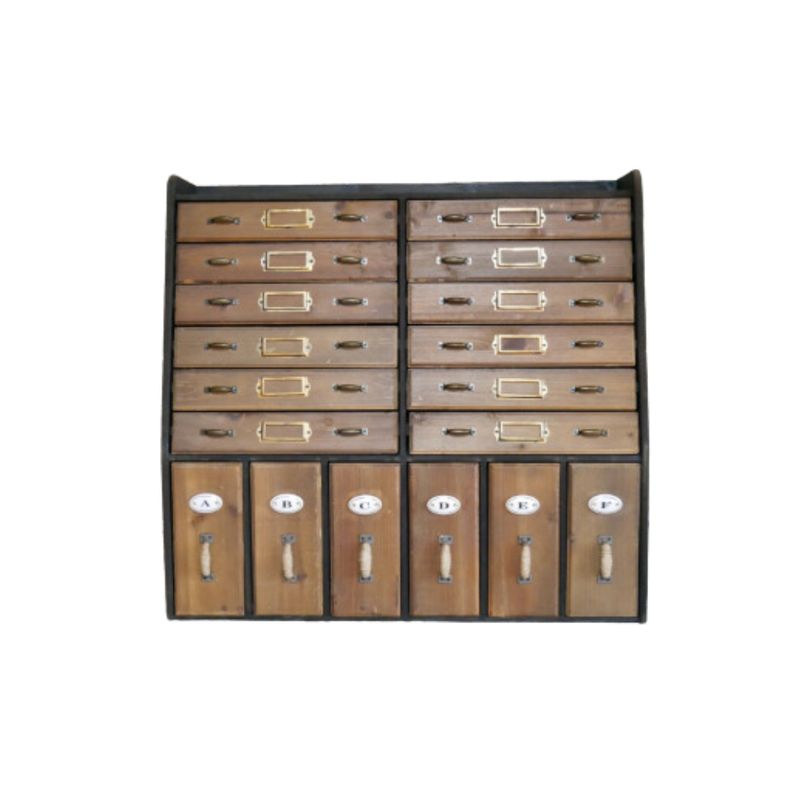 An Industrial style Sorting Shelf which can be mounted on a wall or placed on a floor cabinet.