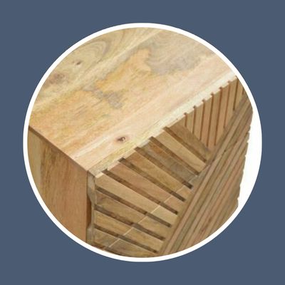 Line Carving Bedside Cabinet – Stylish Storage with Textured Detail