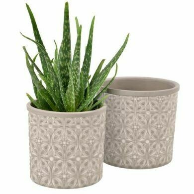 Finished with a beautiful rich grey, crackle glaze.
Set of two  - one planted up.