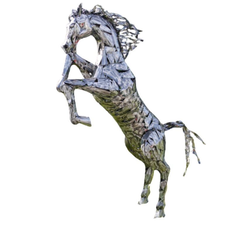 Pablo Prancing Horse garden statue, a large characterful horse sculpture rearing in a lively prancing pose.