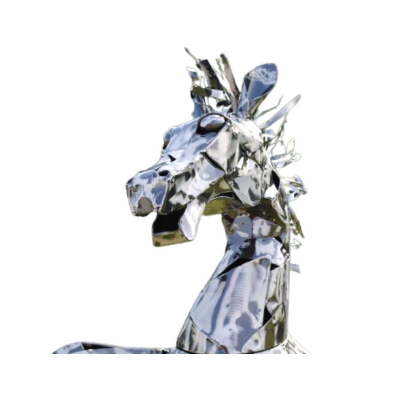 Henry the Startled Horse garden statue, a large characterful horse sculpture with a startled expression and playful stance.