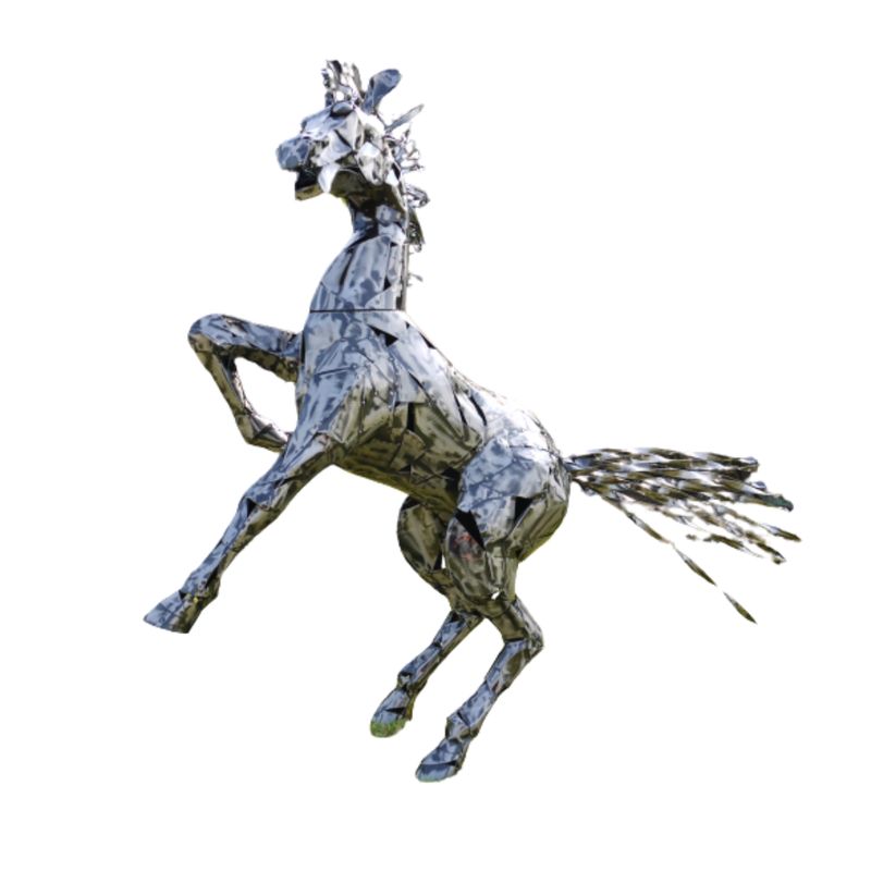 Henry the Startled Horse garden statue, a large characterful horse sculpture with a startled expression and playful stance.