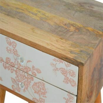 Floral Pink Screen Printed Bedside