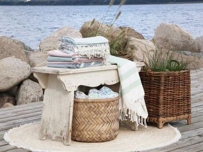 Wooden French Bench in Off White