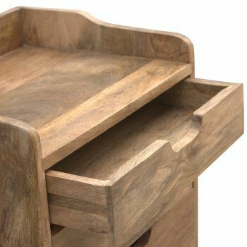 Oak Finish Gallery Back Bedside Cabinet