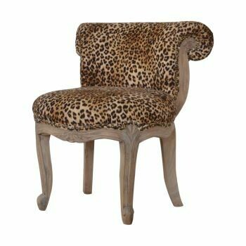 Leopard Print Velvet Studded Chair with Cabriole Legs