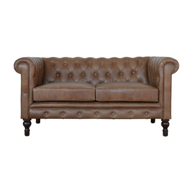 If your preference is for leather, then this brown leather Chesterfield sofa will surely tick all the boxes
