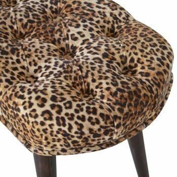 Leopard Print Cotton Velvet Deep Button Bench.