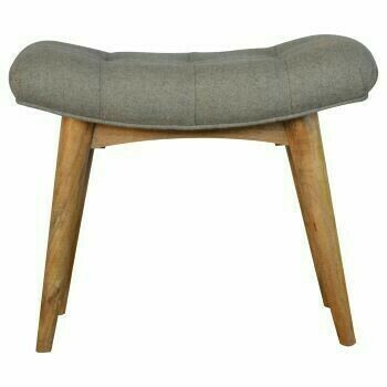 Grey Tweed Curved Bench