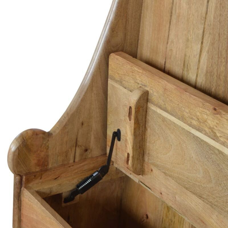 Solid wooden monk bench with high back and storage seat