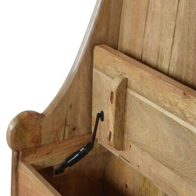 Solid wooden monk bench with high back and storage seat