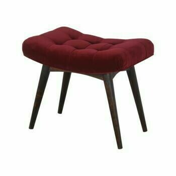 Wine Red Velvet Curved Bench