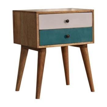 Teal Solid Wood Bedside Cabinet