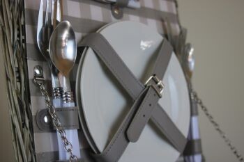 Two Person Grey Checked Chiller Picnic Hamper