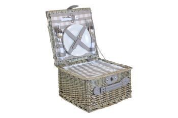 Two Person Grey Checked Chiller Picnic Hamper