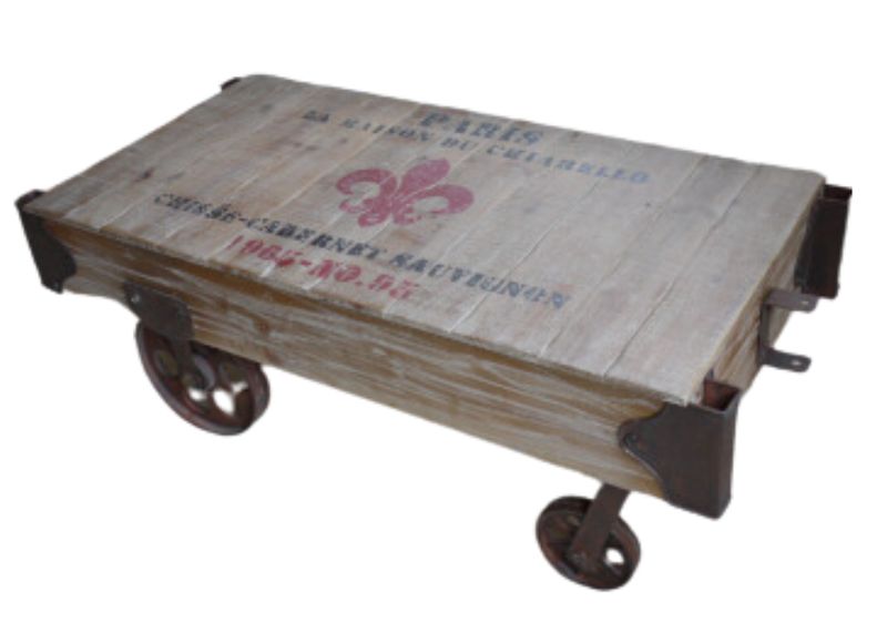 Railway Coffee Table with an industrial-style metal frame and rustic wooden top, designed with the character of vintage railw