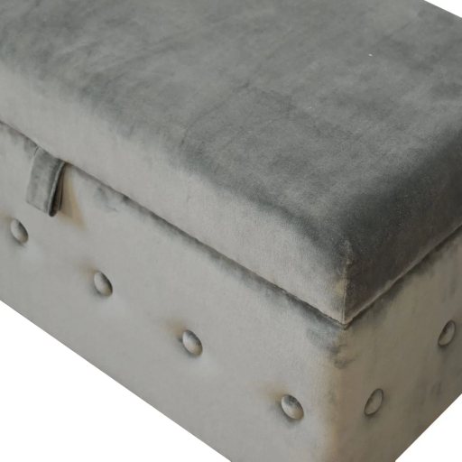 Emerald Green Lid-up Cotton Velvet Ottoman