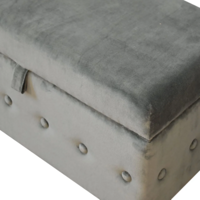 Emerald Green Lid-up Cotton Velvet Ottoman