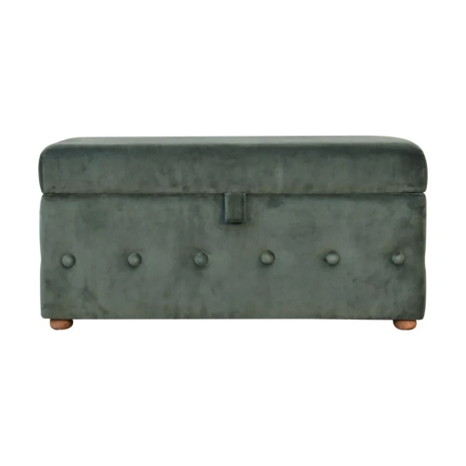 Emerald Green Lid-up Cotton Velvet Ottoman Emerald Green Lid-up Cotton Velvet Ottoman