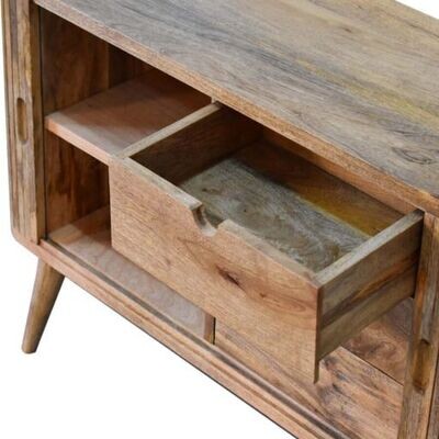 The tamba sliding doors expose three opening drawers