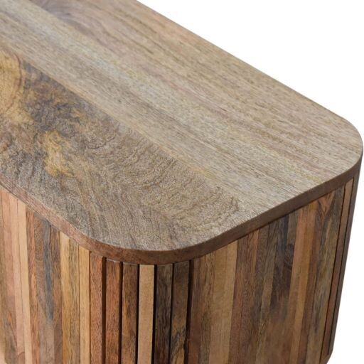 Lovely solid Mango wood with an oak effect finish.