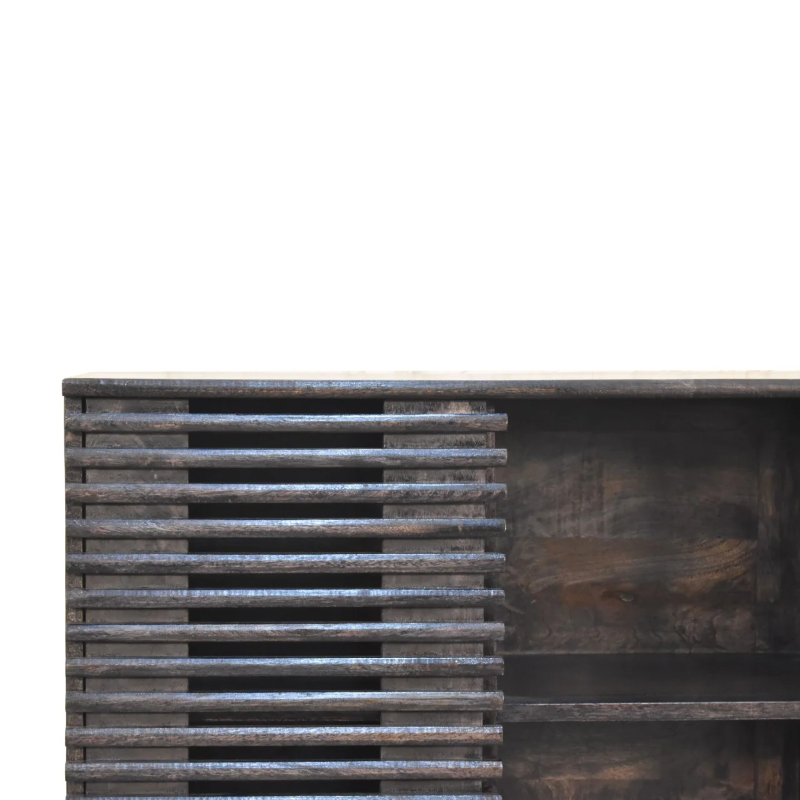 Kobe Cabinet
Ash Black Finish
Horizontal Left Hand Design and Right hand two shelf open slot