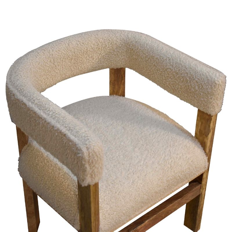 Boucle Cream Solid Wood Chair