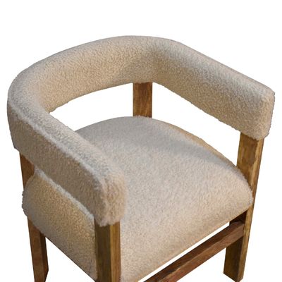 Boucle Cream Solid Wood Chair