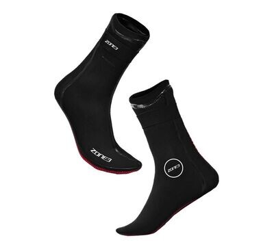 Zone3 Neoprene Swim Socks
Black with Orange trim and white logos
Side Elevation