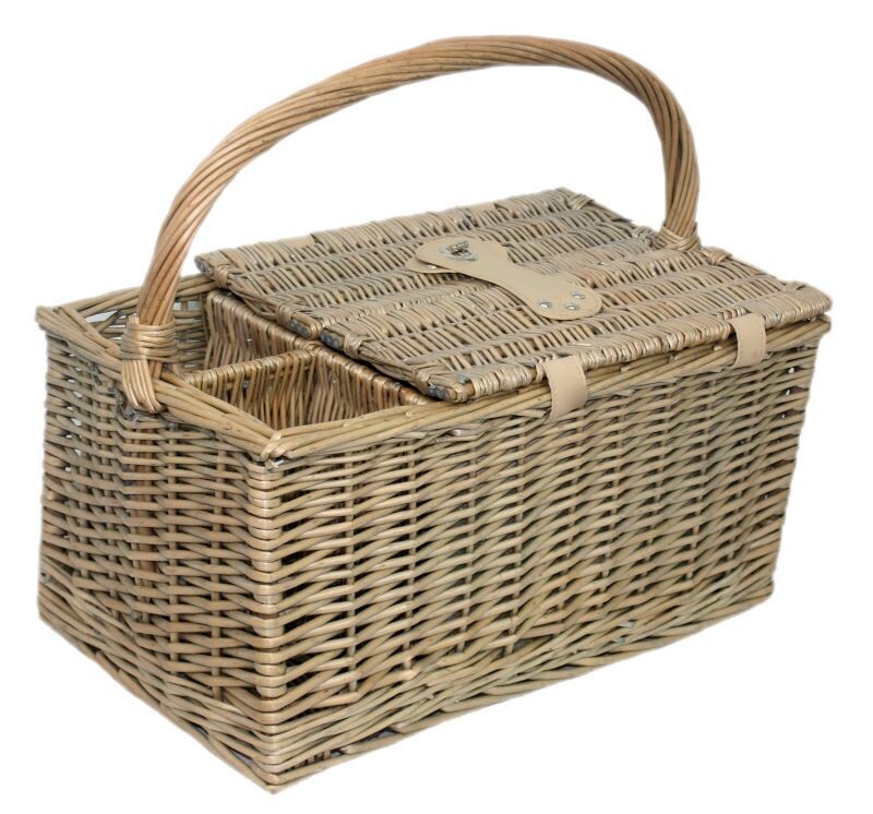 Two person antique wash lidded picnic hamper